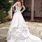 A-line Bridal Ball Gown Strapless Lace Pleaded Satin Ivory White Wedding Dress W265