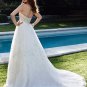 Champagne Sash Empire Waist Royal Bridal Dress Lace Embroidery A-line Wedding Dress w276