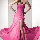 Strapless Pink Fuchsia Black Green Chiffon Evening Dress A-line Prom Dress Front Slit Formal Gown