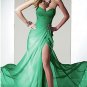 Strapless Pink Fuchsia Black Green Chiffon Evening Dress A-line Prom Dress Front Slit Formal Gown