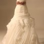 Strapless Ballgown Draped Corset Pink White Organza Bridal Wedding Dress