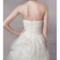 A-line Stock Strapless White Organza Bridal Wedding Dress Black Sash Bridesmaid Dress