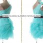 One Shoulder Blue Pink Coffee Coral Purple Bridal Wedding Dress Black Sash Short Bridesmaid Dress