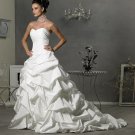 A-line Bridal Ball Gown Strapless  Sweetheart White Taffeta Corset Ivory White Wedding Dress Gown