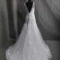 Lace Bridal Gown Custom V--neck Silver Tulle Applique Ivory White A-line Wedding Dress L24
