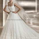 Custom Cap Sleeves Lace Organza Bridal Gown Ivory Alencon Lace A line Wedding DresS pv310