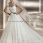 Custom Cap Sleeves Lace Organza Bridal Gown Ivory Alencon Lace A line Wedding DresS pv310