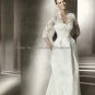 Custom Mermaid Bridal Gown With Ivory Alencon Long Lace Sleeves Wedding DresS pv306
