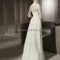 Custom Mermaid Bridal Gown With Ivory Alencon Long Lace Sleeves Wedding DresS pv306