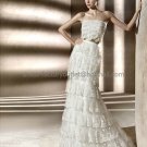 Custom Mermaid Sheath Bridal Gown Strapless Cascading Ruffles Lace Layered Wedding Dress pv301