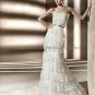 Custom Mermaid Sheath Bridal Gown Strapless Cascading Ruffles Lace Layered Wedding Dress pv301