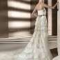 Custom Mermaid Sheath Bridal Gown Strapless Cascading Ruffles Lace Layered Wedding Dress pv301
