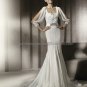 Custom Mermaid Bridal Gown With Ivory Lace Long Slit Sleeves Wedding DresS pv305