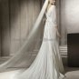 Custom Mermaid Bridal Gown With Ivory Lace Long Slit Sleeves Wedding DresS pv305