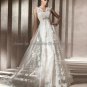 Custom Strapless SATIN Bridal Gown With Ivory Alencon Lace Jacket Wedding DresS pv308