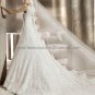 Custom Cap Sleeves Lace Organza Bridal Gown Ivory Alencon Lace A line Wedding DresS pv310