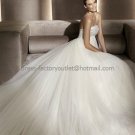 A-line Bridal Ball Gown Edith Jeweled Strapless Layered  Ivory Wedding Dress Zipper Back pv304