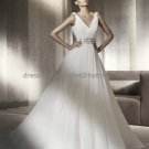 A-line Bridal Ball Gown Priscilla V-neck Layered  Ivory Wedding Dress Zipper Back pv303