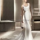 Sheath Bridal Ball Gown Puma U-neck Ivory Soft Lace Satin Wedding Dress Sz24 6 8 10 12+