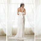 A-line One Shoulder Champagne White Chiffon Bridal Gown Pleated Empire Waist Pregnant Wedding Dress