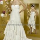 2-In-1 Dismountable Wedding Dress A-line Long Bridal Dress Strapless Tea Length Bridal Evening Dress