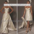 2-In-1  Sz24 6 8 10+Ivory Wedding Dress A-line Long Bridal Dress Strapless Short Bridal Dress