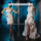 2-In-1  Sz24 6 8 10+Wedding Dress Halter Long Bridal Gown Strapless Short Bridal Dress