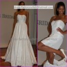 2-In-1 Dismountable White Wedding Dress A-line Long Bridal Dress Sheath Short Bridal Dress
