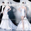 2-In-1 Demountable White Wedding Dress One Shoulder Long Bridal Dress A-line Short Bridal Dress