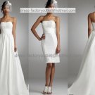 2-In-1 Dismountable White Wedding Dress A-line Bridal Ball Gown Short Sheath Bridal Dress