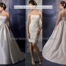 2-In-1  Sz24 6 8 10+White Wedding Dress A-line Long Bridal Gown Short Lace Bridal Dress