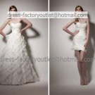 2-In-1 Dismountable White Cascading Ruffles Wedding Dress A-line Long Bridal Gown Short Bridal Dress
