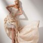 2-In-1 Dismountable Champagne Taffeta Lace Wedding Dress A-line Long Bridal Gown Hi-low Bridal Dress