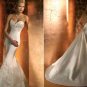 Dismountable Embroidery White Satin Wedding Dress Mermaid Long Bridal Dress & Demountable Train