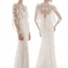100% Venice Lace Sheath Bridal Dress Ivory White Long Sleeves Wedding Dress Choker Neck Bridal Gown