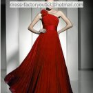 A-line Red Wedding Dress One Shoulder Chiffon Bridal Evening Gown Sz 8-22+ Custom
