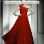 A-line Red Wedding Dress One Shoulder Chiffon Bridal Evening Gown Sz 8-22+ Custom
