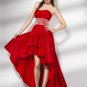 A-line Red Wedding Dress Strapless Hi-low Prom Dress Jeweled Bridal Gown Sz 8 10 12 14+ Custom