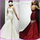 Mermaid Red Wedding Dress Strapless Bridal Prom Dress Sz 0 2 4 6 8 10 12 14+ Custom