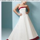 A-line Red White Wedding Dress Strapless Bridal Prom Dress Laces Back Sz 0 2 4 6 8 10 12 14+ Custom