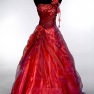 A-line Red Organza Wedding Dress One Shoulder Bridal Prom Dress Sz 0 2 4 6 8 10 12 + Custom