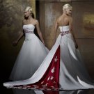 Aline White Red Wedding Dress Strapless Lace Bridal Dress Sz 4 6-8-10 12 14 16 +CUSTOM