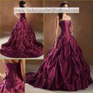 A-line Purple Taffeta Wedding Dress Strapless Bridal Dress Gown Laces Back Sz 2 4 6 8 10 12 + Custom