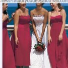 A-line Burgundy Embroidery Red White Wedding Dress Strapless Bridal Dress Sz 0 2 4 6 8 10 12+