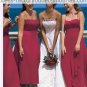 A-line Burgundy Embroidery Red White Wedding Dress Strapless Bridal Dress Sz 0 2 4 6 8 10 12+