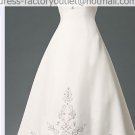 A-line Embroidery Red White Wedding Dress Strapless Bridal Dress Chapel Train Sz2 4 6 8 10 12+