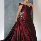 A-line Burgundy Red Wedding Dress Plus Size Cap Sleeves Bridal Dress Gown Sz16 18 20 22 24+Custom