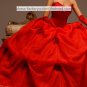 A-line Red Organza Beaded Quinceanera Dress Strapless Halloween Prom Dress Sz 2 4 6 8 10 12 14+