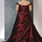 A-line Burgundy Red Wedding Dress Plus Size Cap Sleeves Bridal Dress Gown Sz16 18 20 22 24+Custom