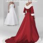 A-line Red Wool Coat White Wedding Dress Strapless Bridal Dress Long Sleeves Sz2 4 6 8 10 12+